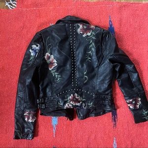 Vegan Leather Moto Jacket with beautiful Embroidery